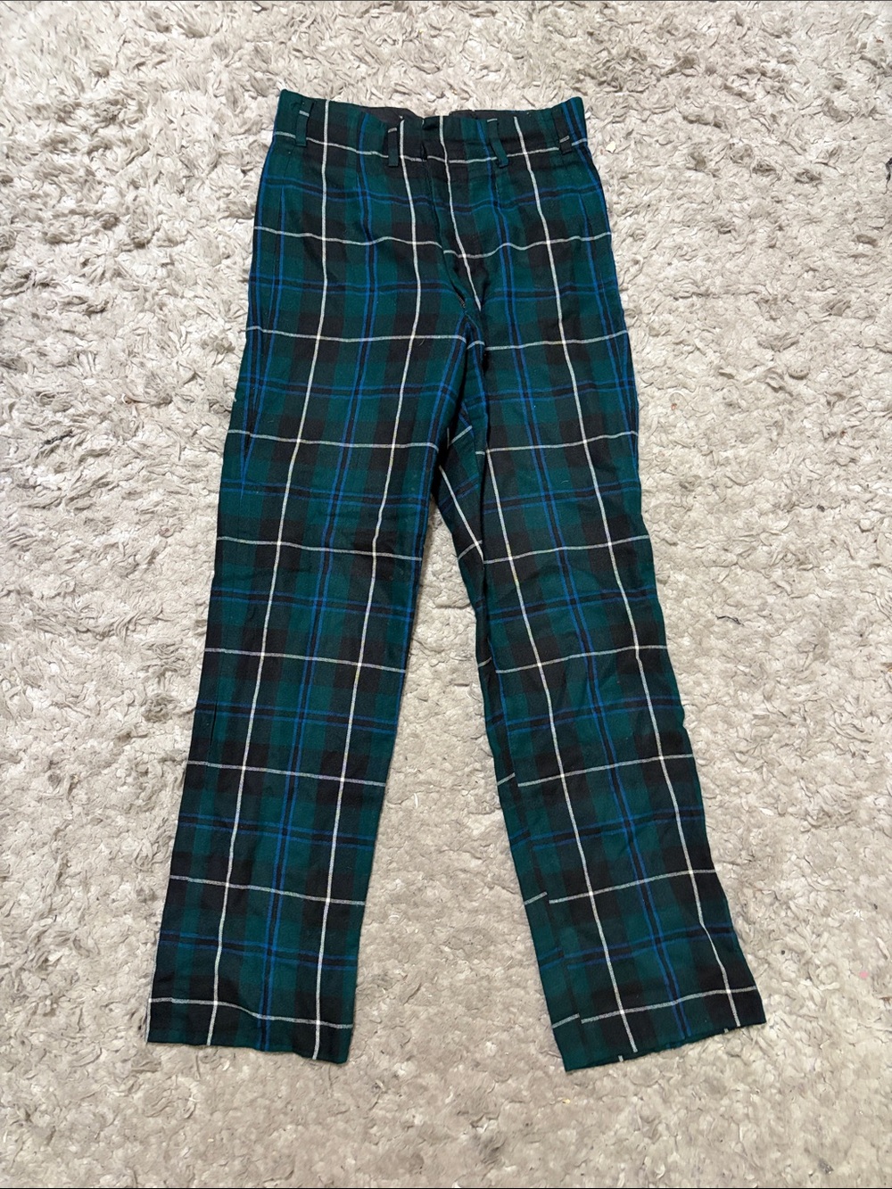 Kids Green and Blue Plaid Casual Pants